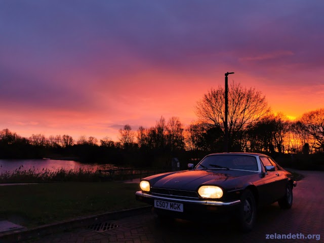 Jaguar XJ-S at sunset