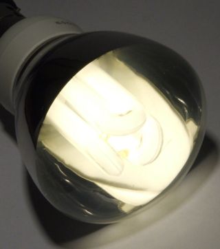 Morrisons 11W Reflector Compact Fluorescent Lamp - Detail of lamp shown lit