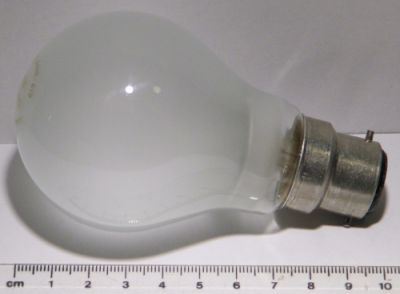 Easydim 60W Pearl Self-Dimming Lightbulb - Displayed next to a ruler to show size of lamp