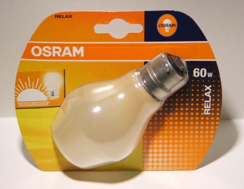 Osram Relax 60W Warm White Colour Corrected Lamp - Lamp packaging