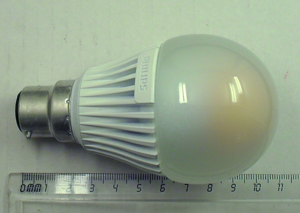 Philips Econic 7W A60 Warm White LED Lamp - Showing size of lamp