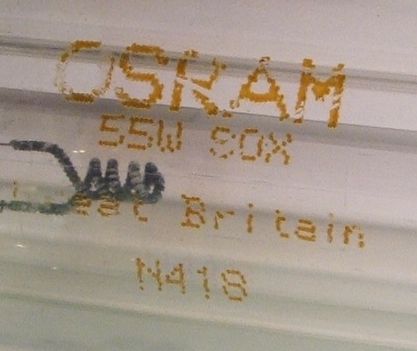 Osram SOX/H 55W Low Pressure Sodium Lamp - Detail of text printed on lamp