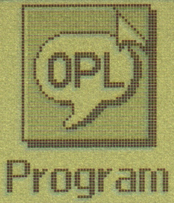 Detail of the "Program" OPL programming application icon on an Acorn Pocket Book II
