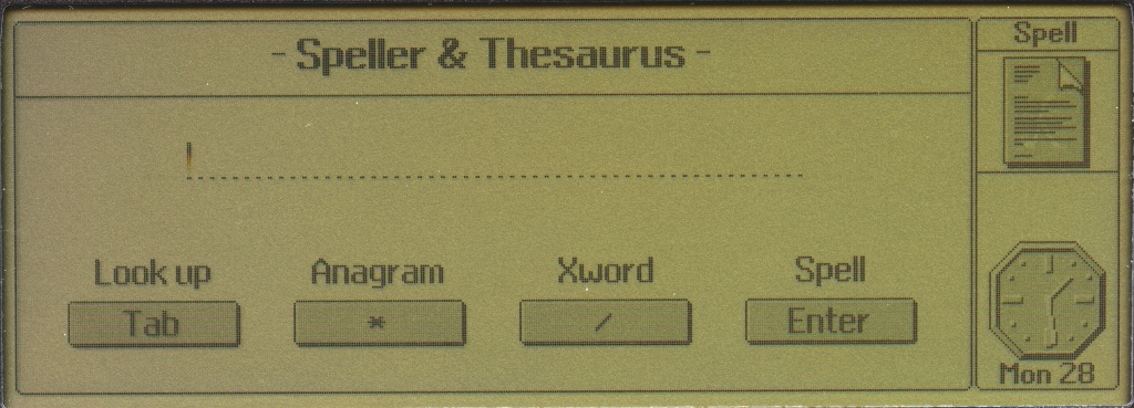 Speller and Thesaurus application running on an Acorn Pocket Book II