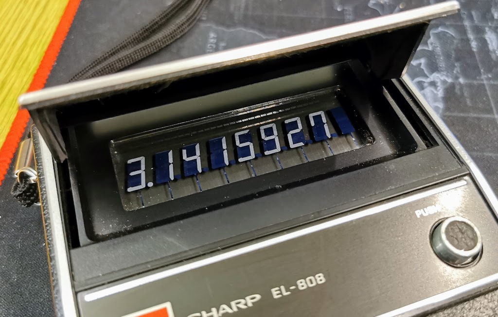 DSM Liquid Crystal Display in Sharp EL-808 Calculator as seen from normal working distance and angle