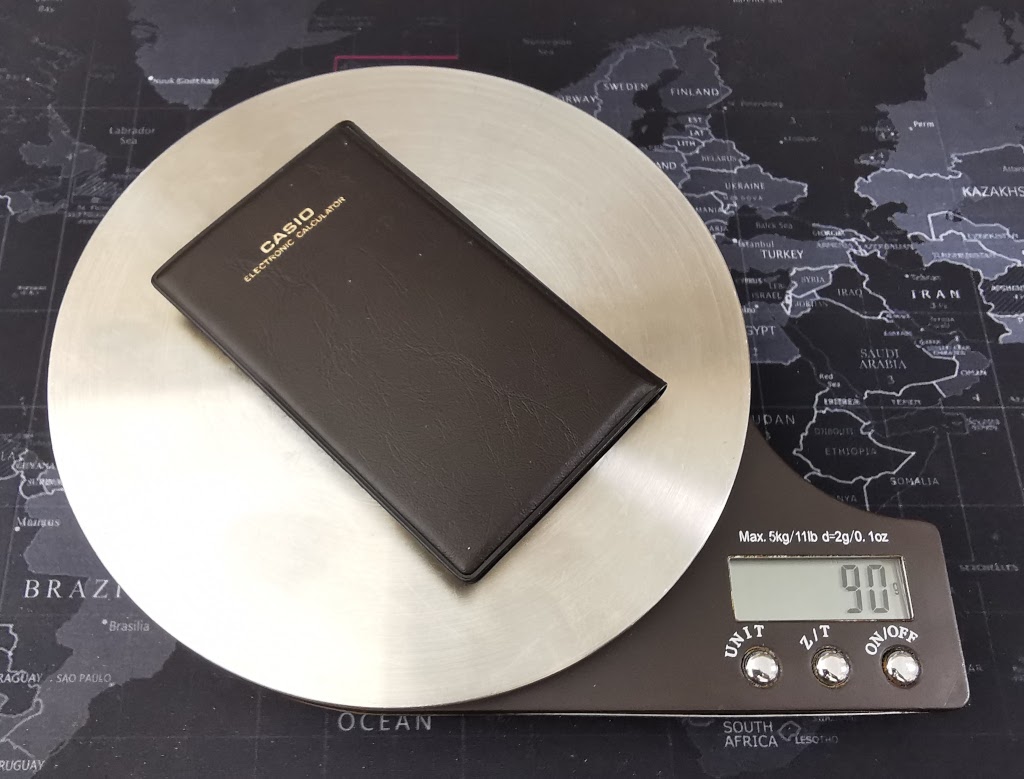 Weight of a Casio LC-828 Pocket Calculator for Comparison