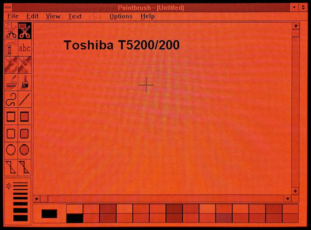 Toshiba T5200 running Windows 3.1/3.11 Paintbrush shown on Plasma display