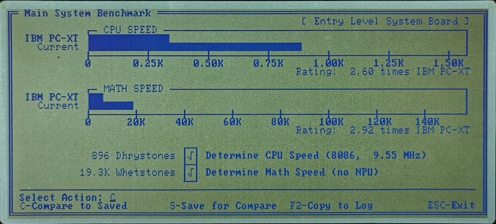 Toshiba T1200 showing CheckIT CPU Benchmark results screen